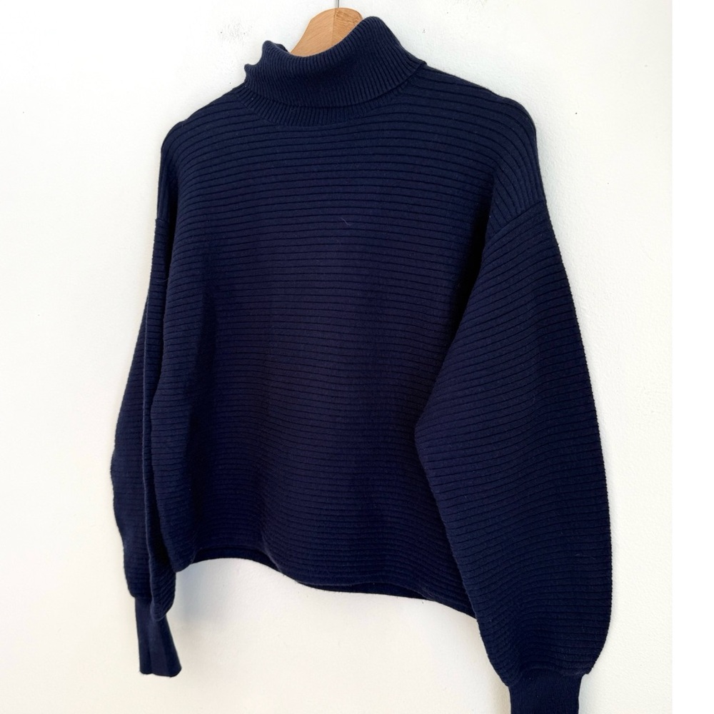 Good American Navy Ribbed Turtleneck Sweater - Picture 3 of 6